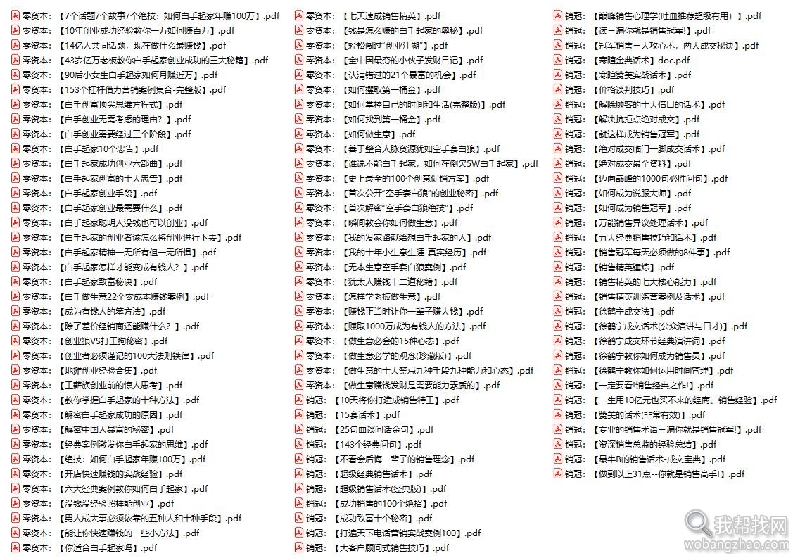 100份零资本创业经营管理销售绝招案例资料大全